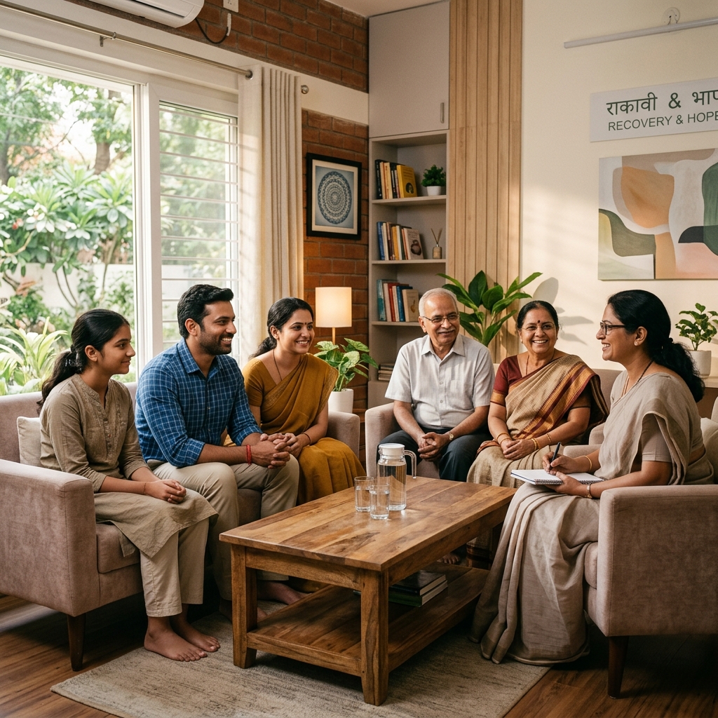 Indian family counselling session for addiction recovery
